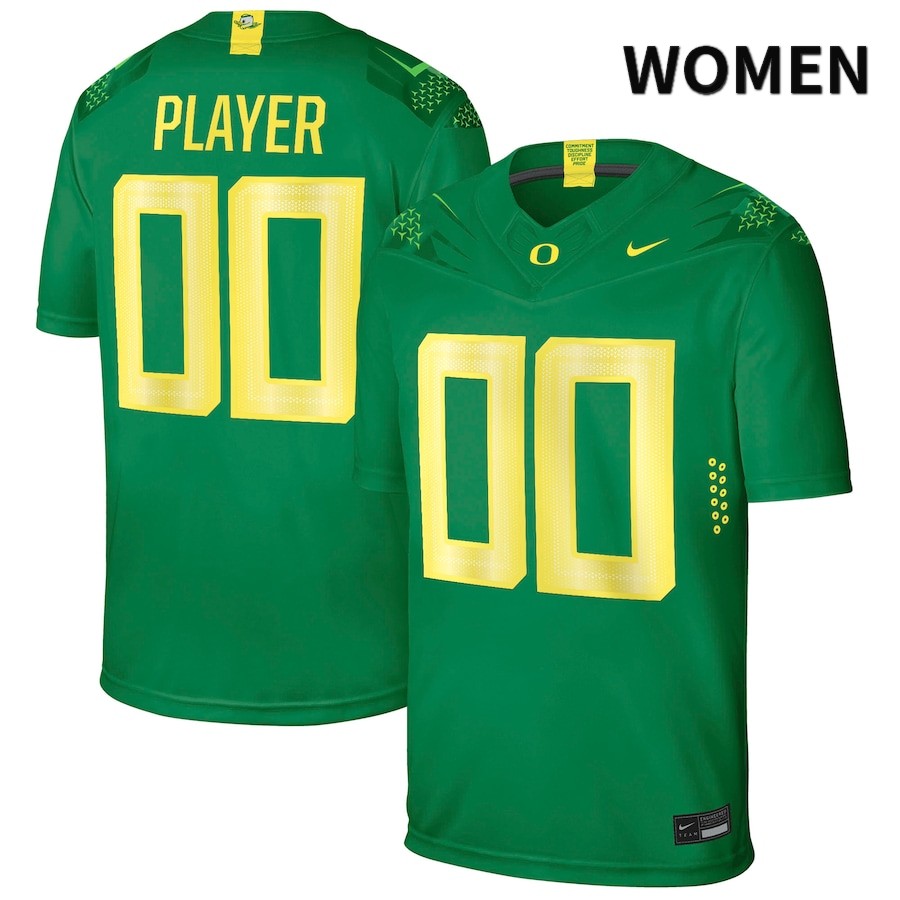 Oregon Ducks Women's #00 Custom Football College Authentic Green NIL 2022 Nike Jersey XIE26O2F